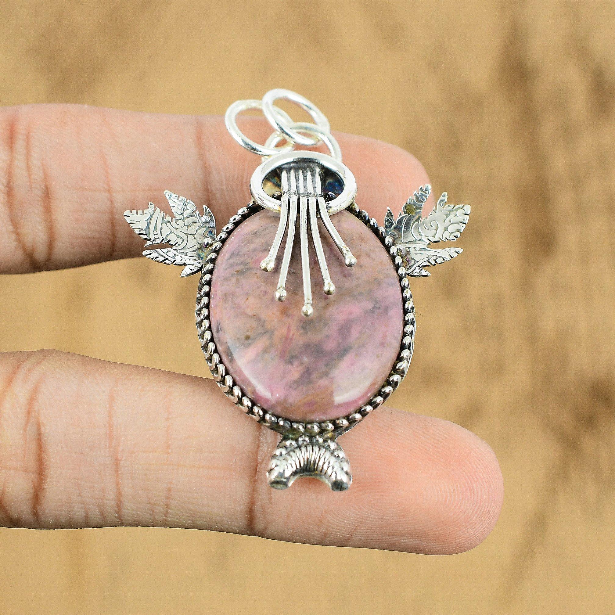 

Mothers day Deal Rhodonite Stone Birthday Engagement Pendant Jewelry 925 Silver