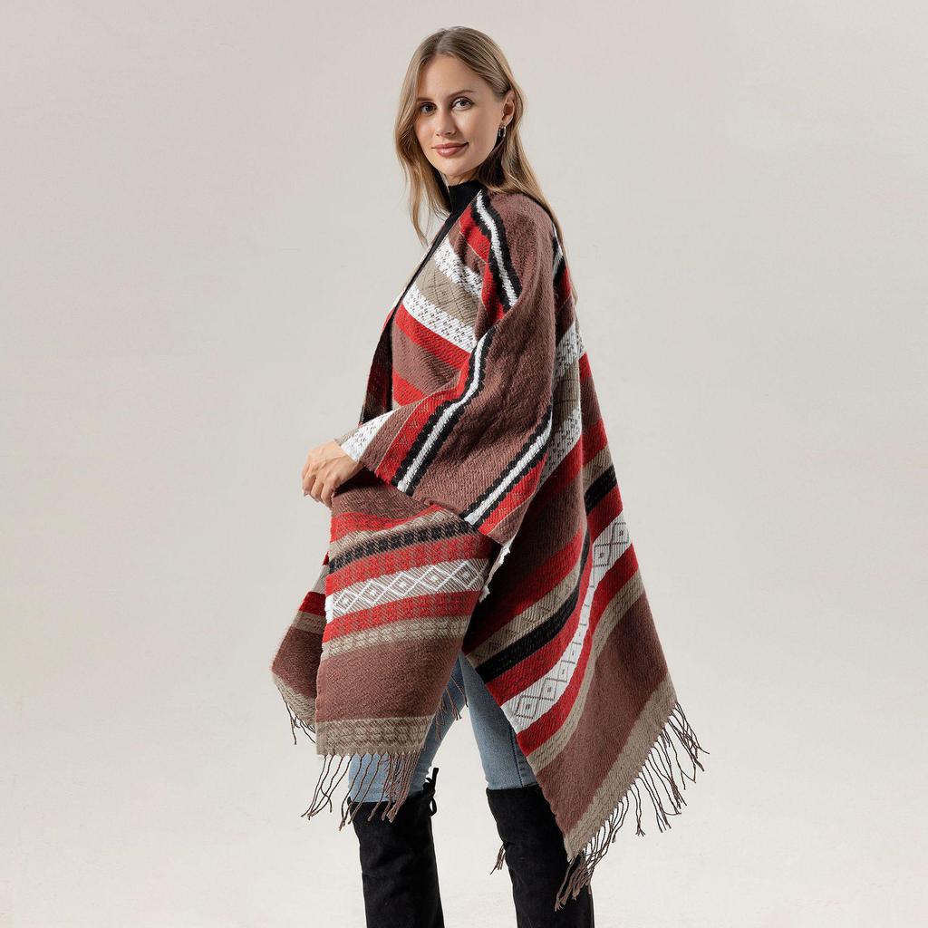 New Yunnan Ethnic Style Double-Sided Shawl: Versatile Warm Cloak Scarf for Women