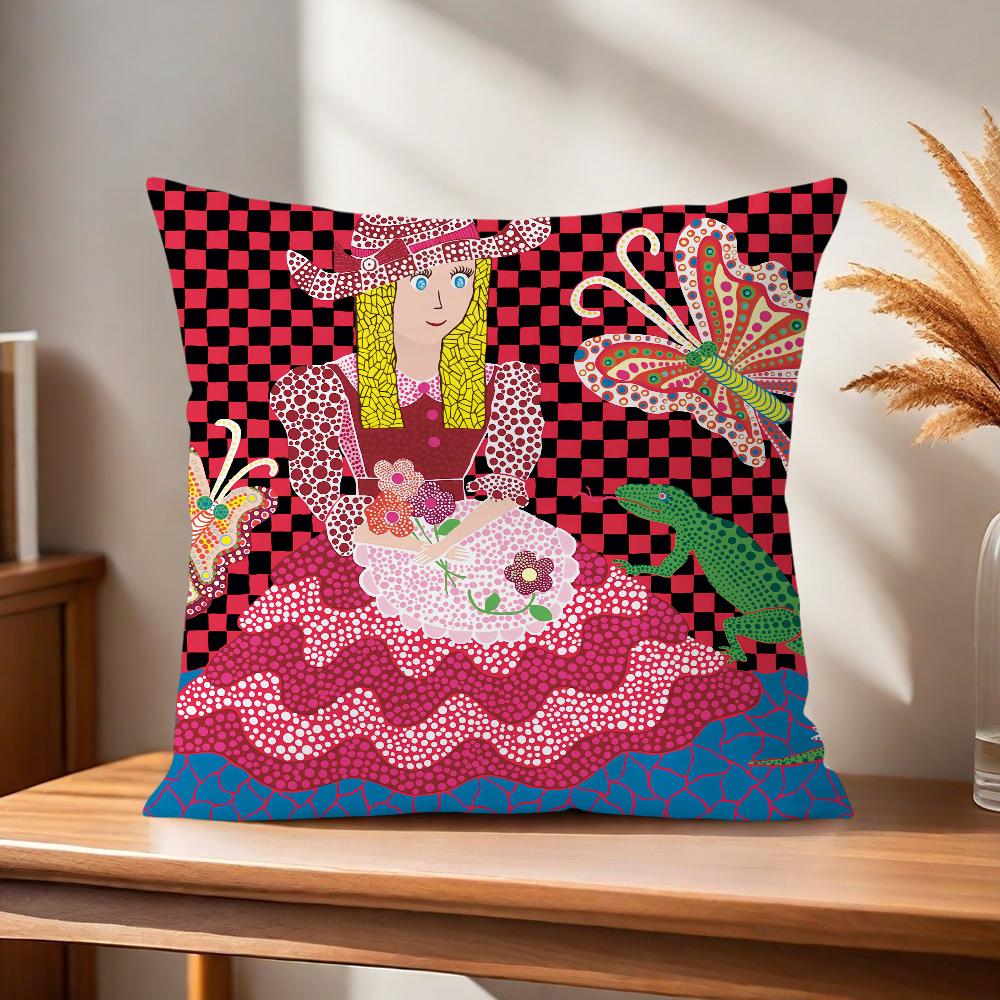 Cushion k-Kusama y-Yayoi Cover Comfortable Soft Pillow Case Art for Sofa Living Room Home Office Decor and Protective Covers