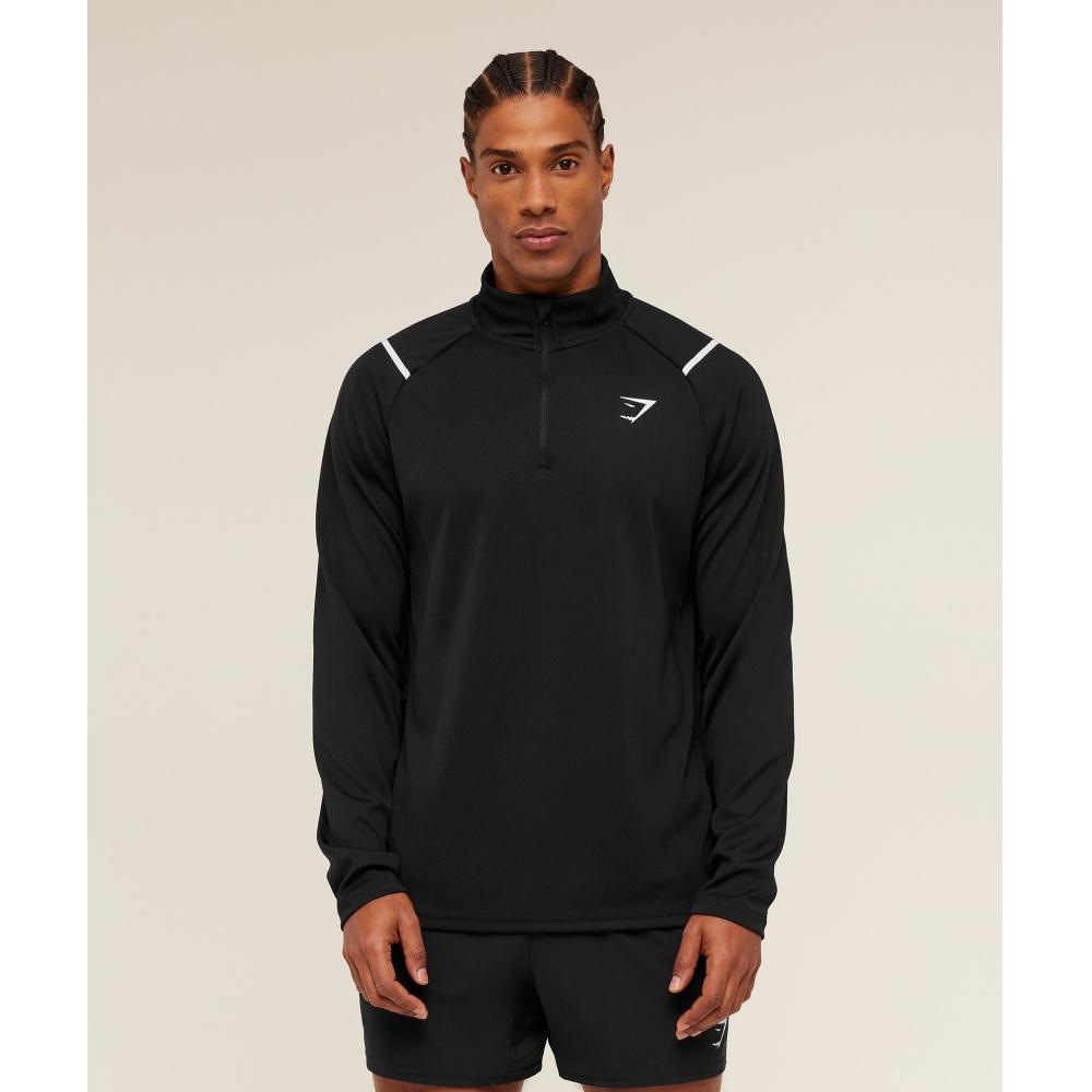 Gymshark Arrival Contrast 1 4 Zip Black A5b2b Bdkq