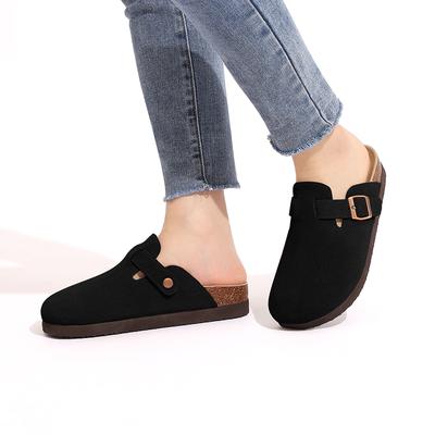 Moda LItfun Moda Cómodos Zuecos de Corcho Con Hebilla Ajustable Cuero Acogedoras Mules de Corcho Suela Suave Zuecos Sandalias Con Hebilla Ajustable