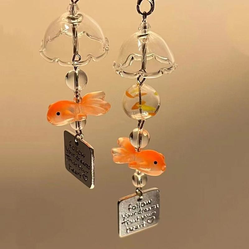 Colored Bead Phone Pendant Cute Kawaii Keychain Backpack Pendant Style Goldfish Pendant