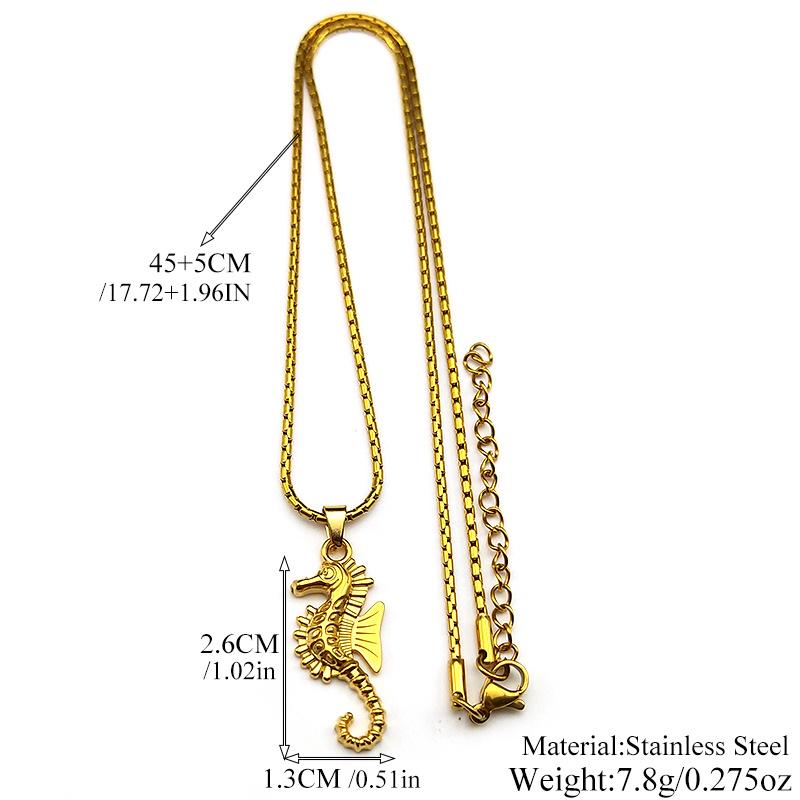 Roztomilý Malý Mořský Koník Módní Řetízek Pro Ženy Muže Nerezová Ocel Zlatá Barva Oceánský Styl Zvířecí Party Náhrdelníky Šperky Dárky