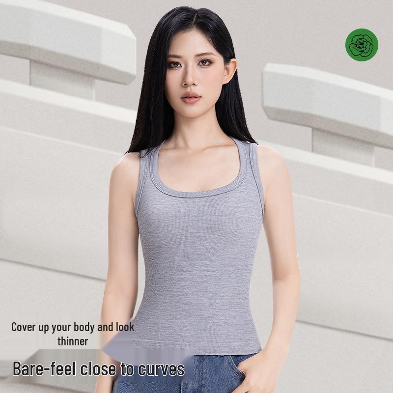 Women's Ribbed Tank Top - Sleeveless Wide Shoulder Base Layer for Concealing Armpit Fat