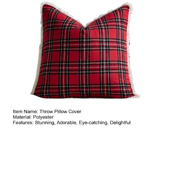 Christmas Plaid Throw Pillow Covers 18x18 Inch Vintage Farmhouse Winter Square Cushion Case for Living Room Couch Sofa Bed