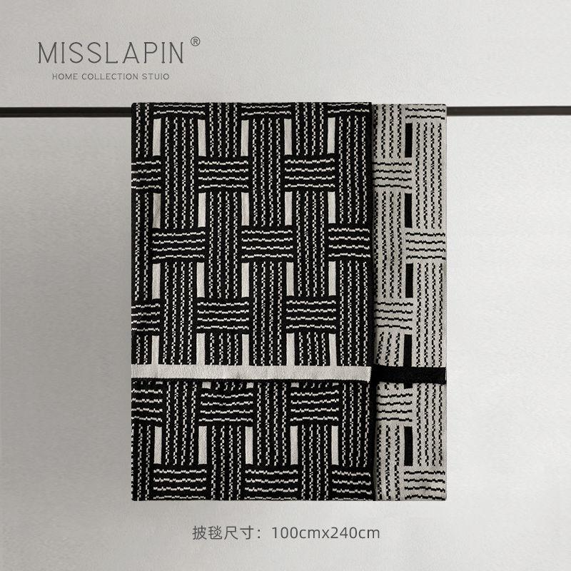 

Винтажный черно-белый вязаный плед для сна в офисе с кондиционером - Осенне-зимний плед 127x152cm