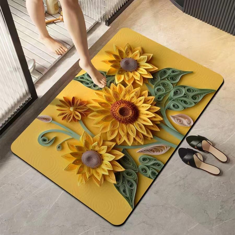 

3D Цветочный Ковер Ванная Комната Противоскользящий и Впитывающий Коврик для Ног Бытовой Грязеотталкивающий и Износостойкий Ковер 40 * 60cm