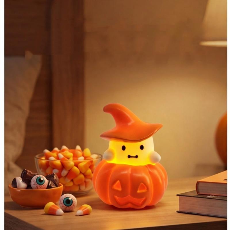 Halloween Pumpkin & Ghost Night Light Luminous Ornament Creative Decoration Party Decor Prop For Halloween Party Holiday Gift