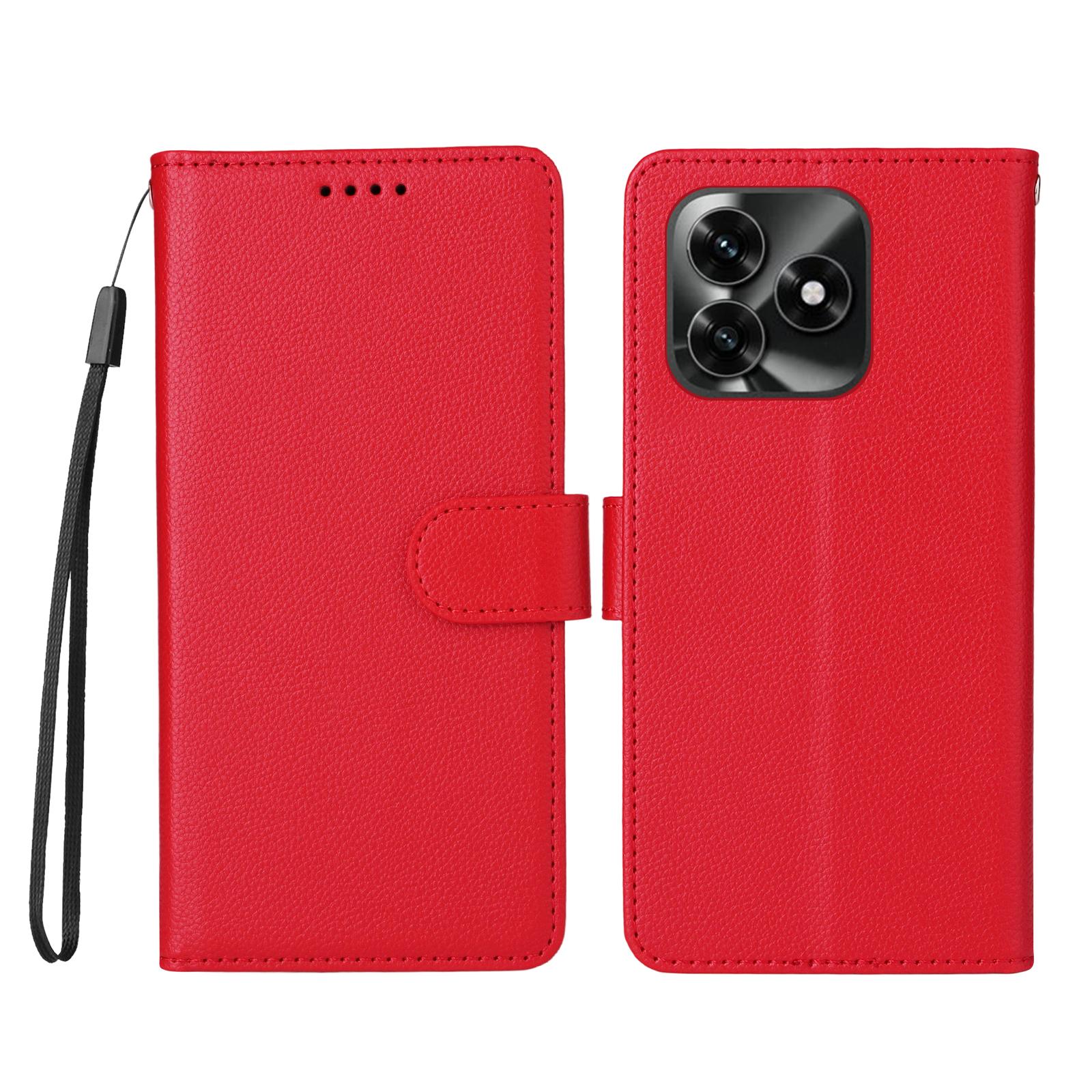 

For Honor X5c Plus 4G Case RFID Blocking 3 Card Slots PU Leather Phone Cover with Wrist Strap