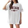 Women Casual Short Sleeve T Shirt Letter Print Loose Fit Crew Neck Cotton Blend Lightweight Tee Top for Everyday Wear