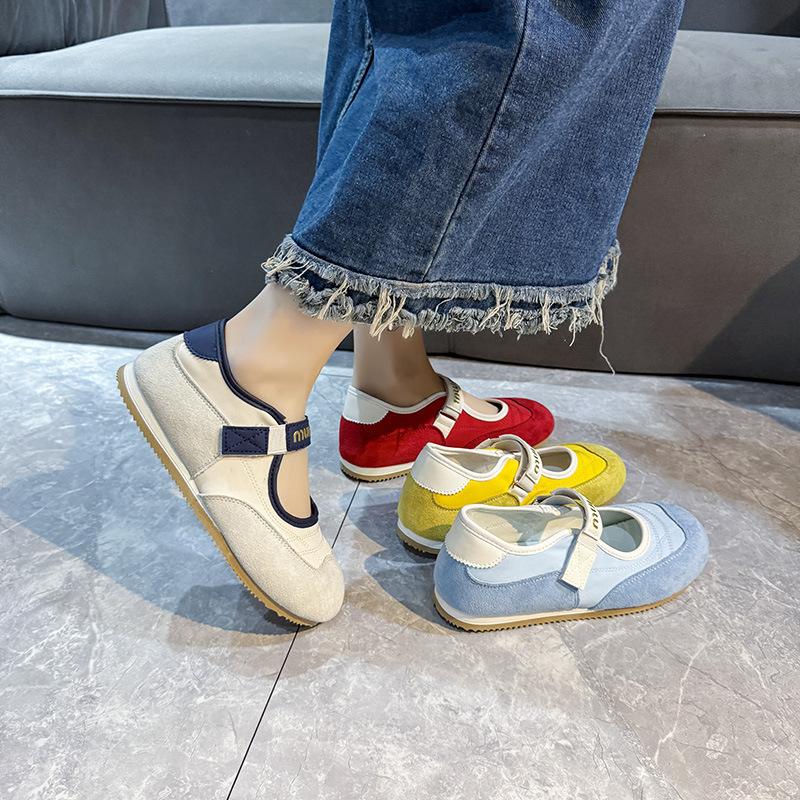 [Fanfna] Velcro shallow single shoes women's 2025 spring and summer new casual Mary Jane shoes cloth casual shoes