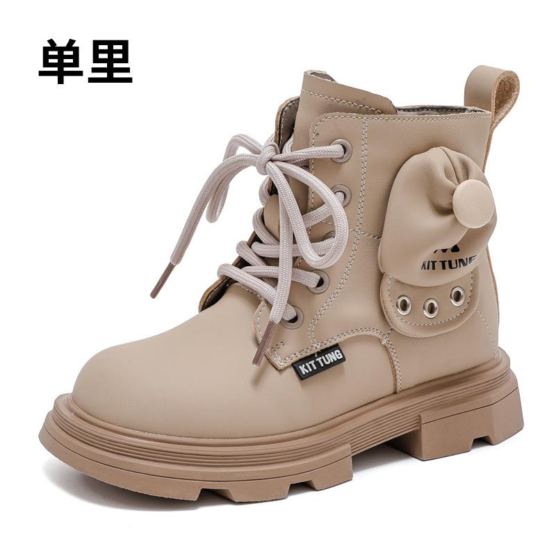 New children's leather boots,  velvet girls' boots