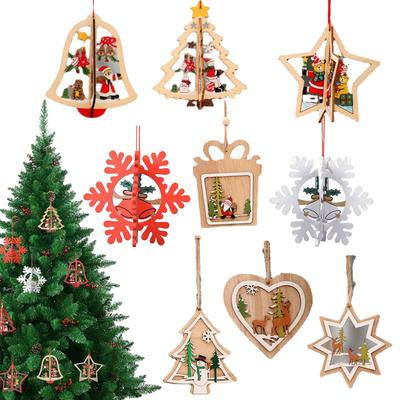 Christmas Tree Decoration Gnome Wooden Pendant Ornaments Pendant Set DIY Set of Wooden Hanging Ornaments Merry Christmas