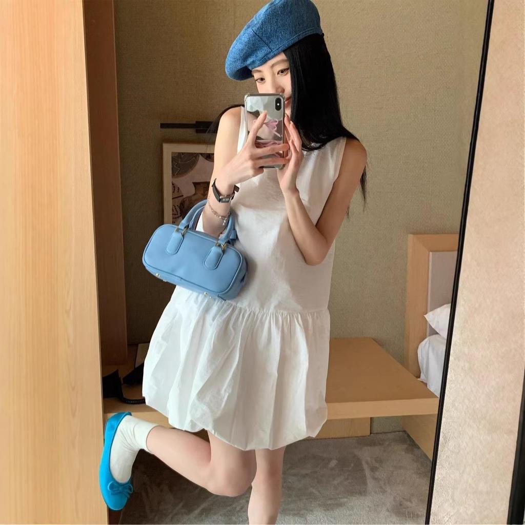 Petite Women's Elegant Summer Dress with Lining & Zipper - Loose, Bud-Shaped Short Skirt