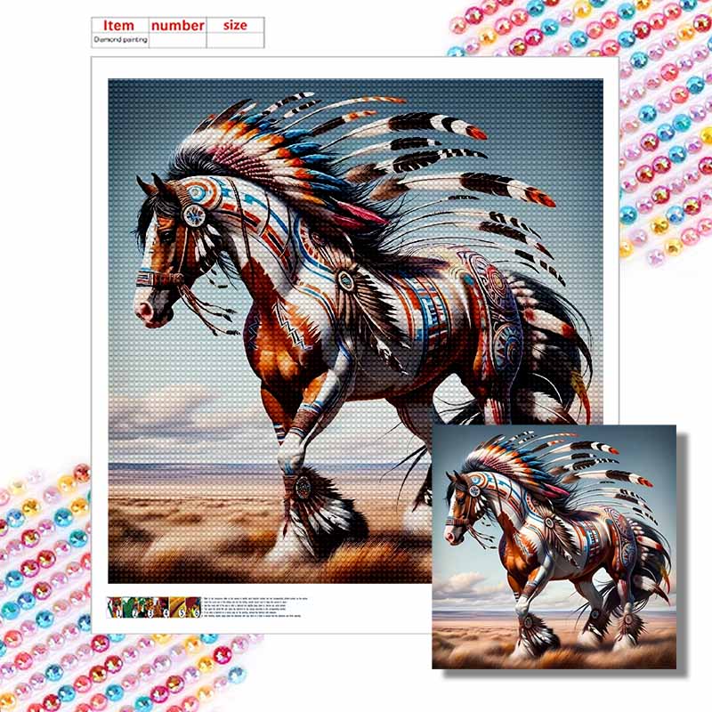 New Arrival 5D DIY Full Circle Diamond Painting "Ethnic Horse Decoration" Embroidery Cross Stitch Home Decor Gift