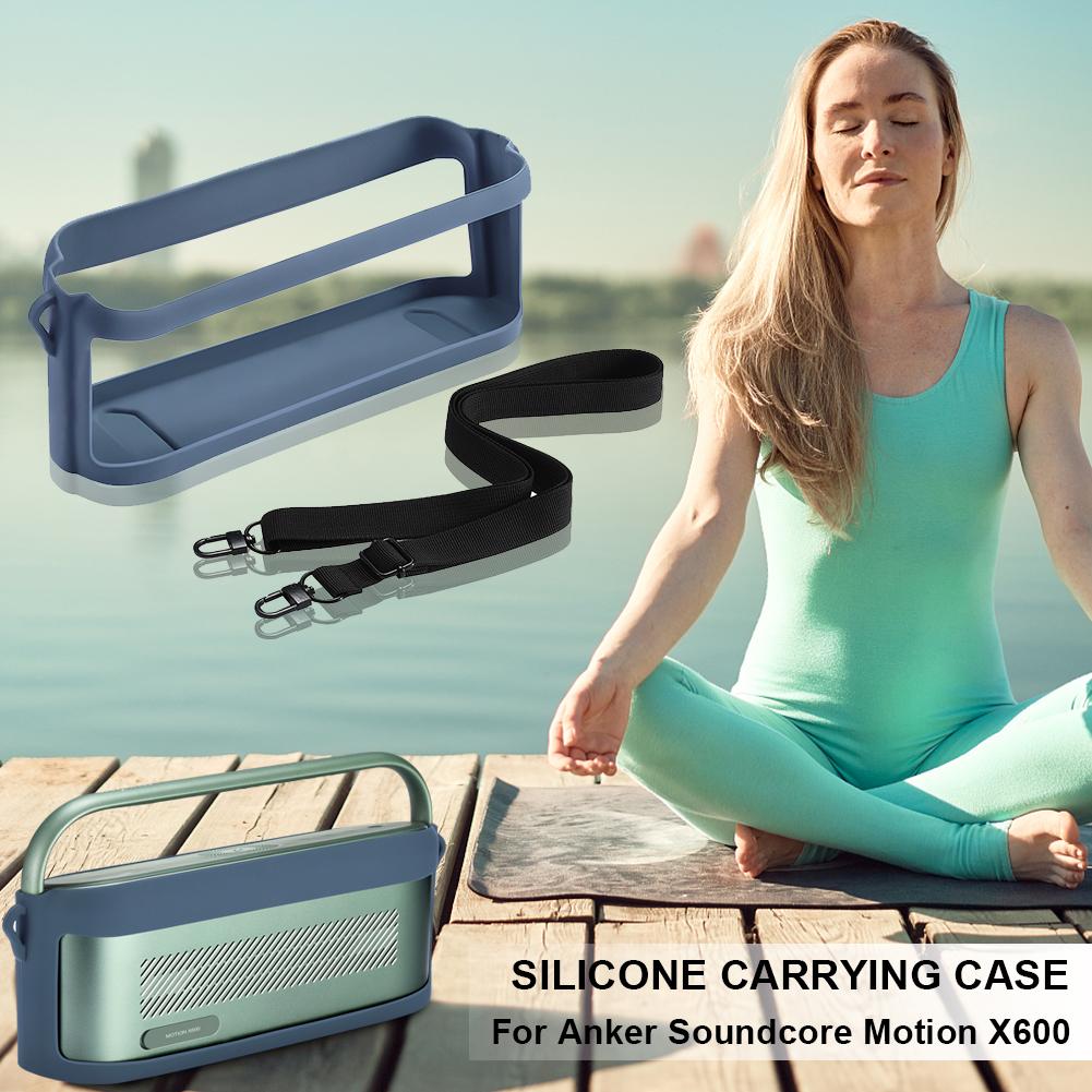 Silicone Cover Skin Anti-drop Bluetooth-Compatible Speaker Cover with Shoulder Strap Compatible with Anker Soundcore Motion X600