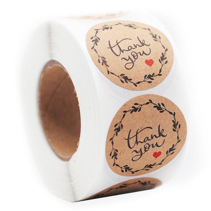 Cowhide Thank You Barcode Stickers: Handmade Round Self-Adhesive Labels for Baking Customization