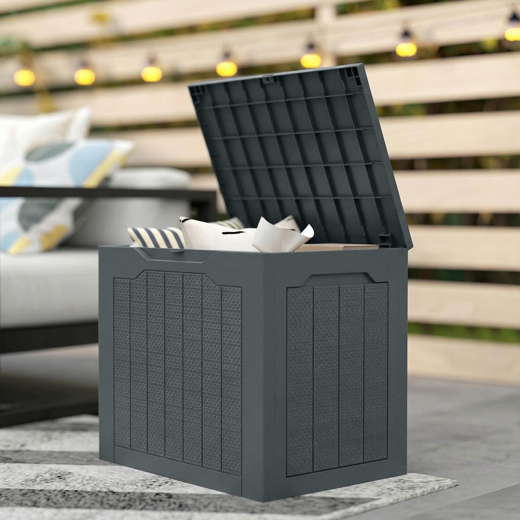 Outdoor Storage Box, 97 L, Waterproof, Recessed Handles, 56 x 41 x 50 cm, Dark Grey