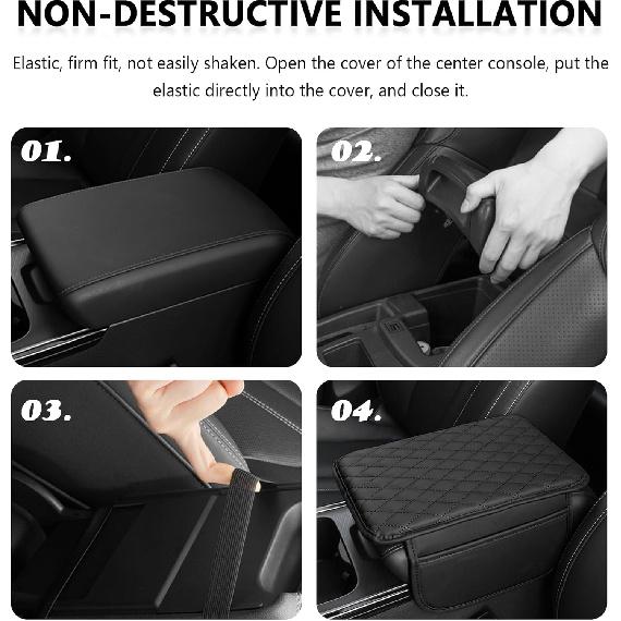 Upgraded Car Center Console Cover,Microfiber Leather Car Armrest Cover Cushion with 2 Storage Bags,Car Armrest Storage Box Interior Accessories for
