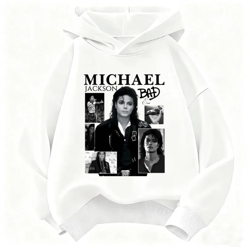 Michael Jackson BAD Album Print Kinder Kapuzenpullover, Unisex, Vintage Hip Hop Pullover mit Kapuze, Lässiges Streetwear Oberteil