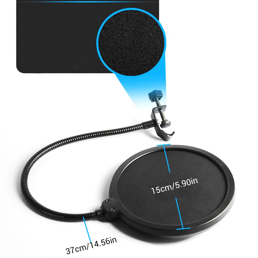 Microphone Filter Dual Layered Shield with Flexible 360°Gooseneck Clip Stabilization Arm