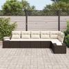 Garden Sofa Set with Cushions 6 pcs Brown and Cream Poly Rattan
