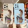 Read Book And Coffee Girl Phone Case Cute Cover for Iphone 7 8 Plus SE 2020 13 14 12 11 Pro Max X XS XR Soft Silicone Back Cover