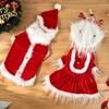 Christmas Themed Dog Clothing Velvets Plush Outfit Winter Wear With Snap Closures For Small Media Breeds