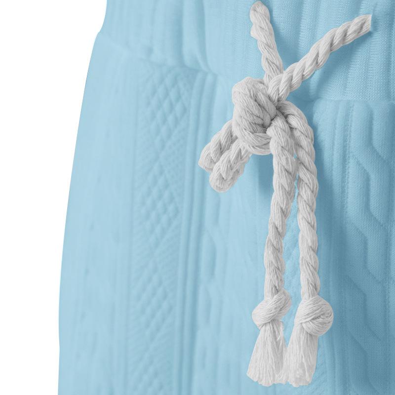 2024 Spring/Summer New European and American Casual Loose 7/4 Sleeve Jacquard Knitwear Top Shorts Men's Set