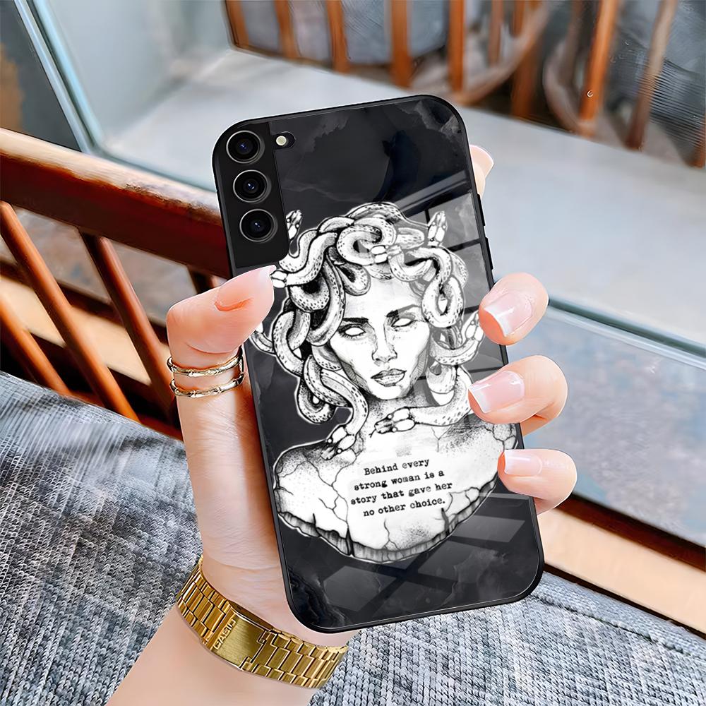 M-Medusa Mythology Phone Case For Samsung A25 A13 A33 5G A54 A36 A35 A56 A52 A14 Shockproof Glass Cover