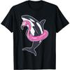 Orca with Flamingo Float Summer Graphic Tee Funny Animal Lovers Casual T-Shirt for Men