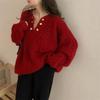 V-neck Twist Sweater Women In The Long Section of The Fall and Winter Loose Lazy Wind Gentle Pullover Knitted Tops