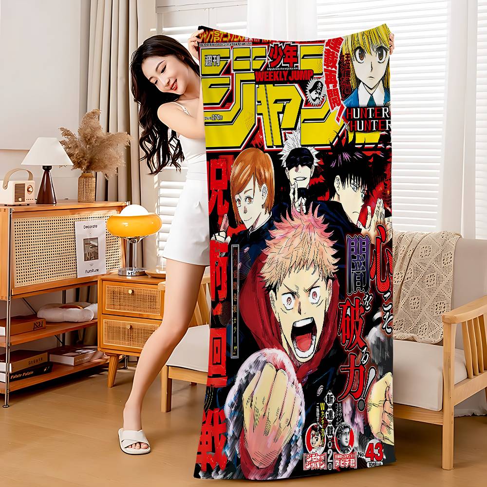Jujutsu Kaisen Anime Mikrofaser Bedrucktes Strandtuch Bergsteigen Yoga Strand Schwimmen Laufen Saugfähiges Weiches Handtuch