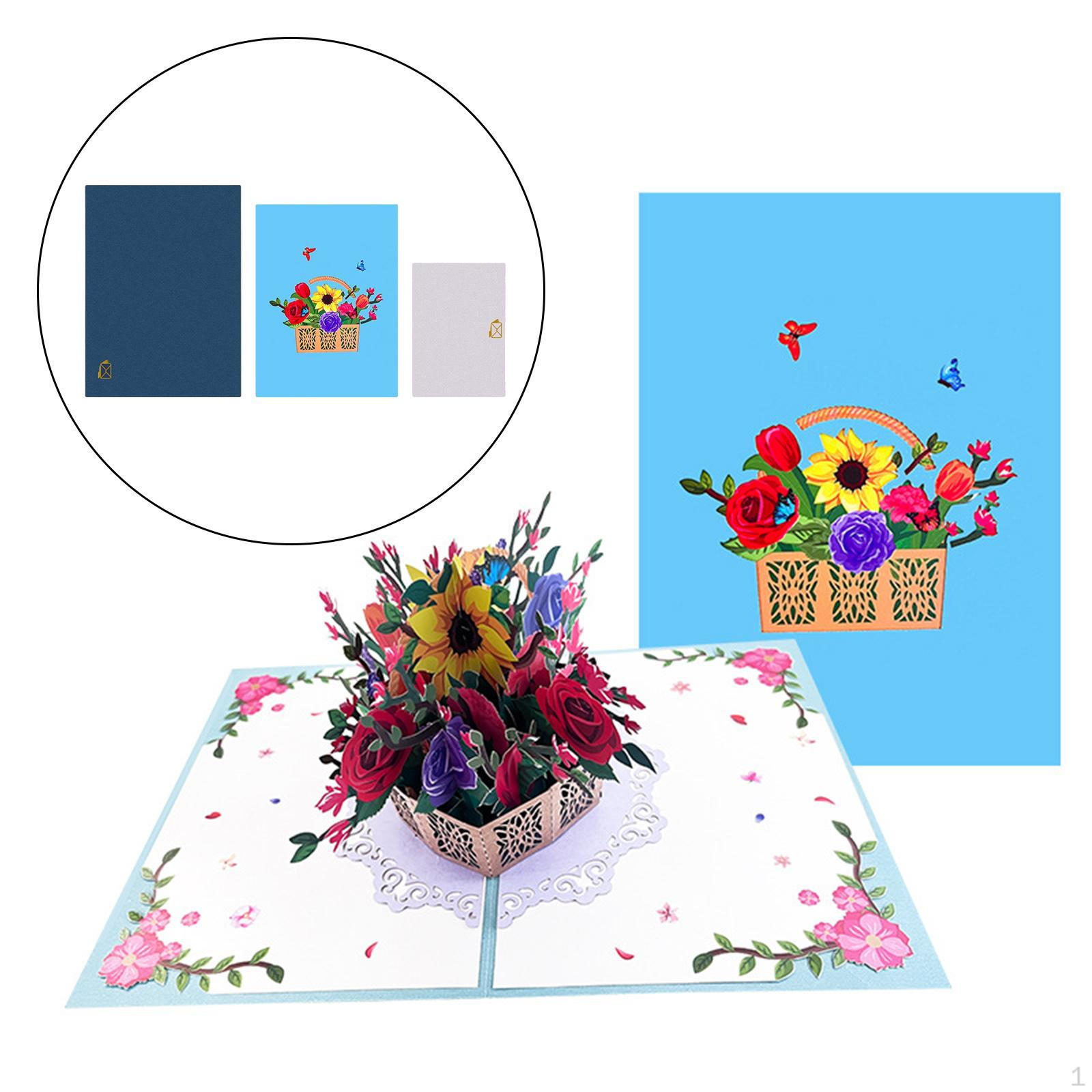 

Flower Basket up Card Romantic 3D Greeting with Envelope Mother s Day