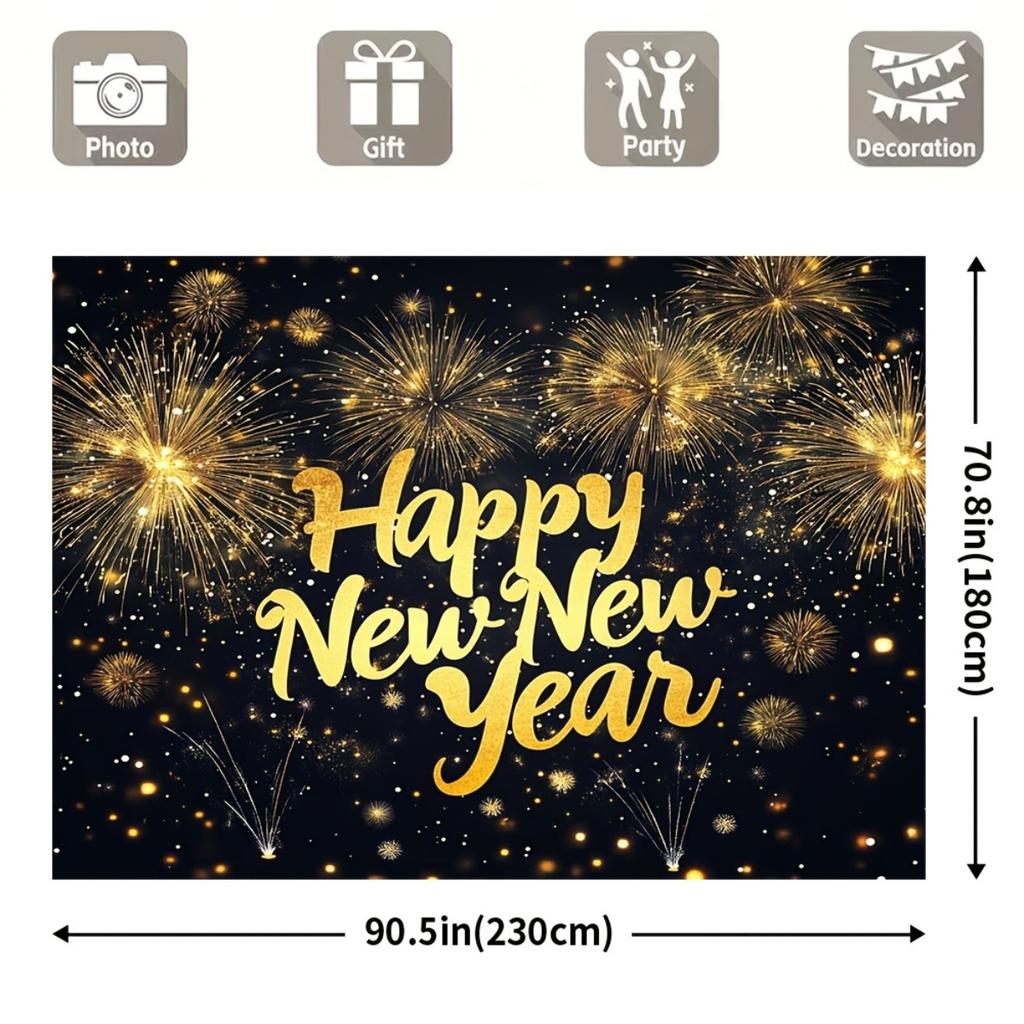 1Pcs Winter Fireworks New Year Celebration Decoration Background Holiday Backdrop Decorations For Photo Studio Photo Booth Party