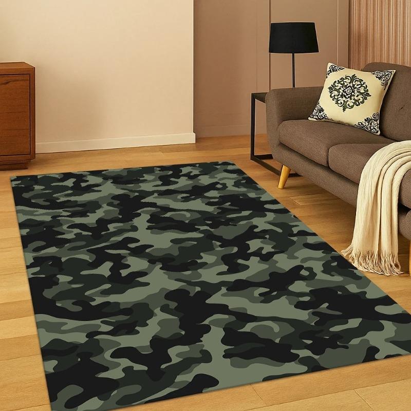 Alfombra de Camuflaje Colorida Militar para Hogar Dormitorio Sala de Estar Sofá Felpudo Decoración de Cocina Área de Juego Alfombrillas Antideslizantes