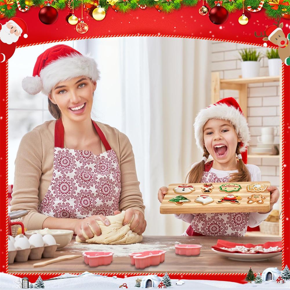 8 PCS Christmas Cookie Molds Christmas Dough Stamps Plastic 3D Cartoon Pressable Cookie Molds DIY Candy Baking Pastry Decoration