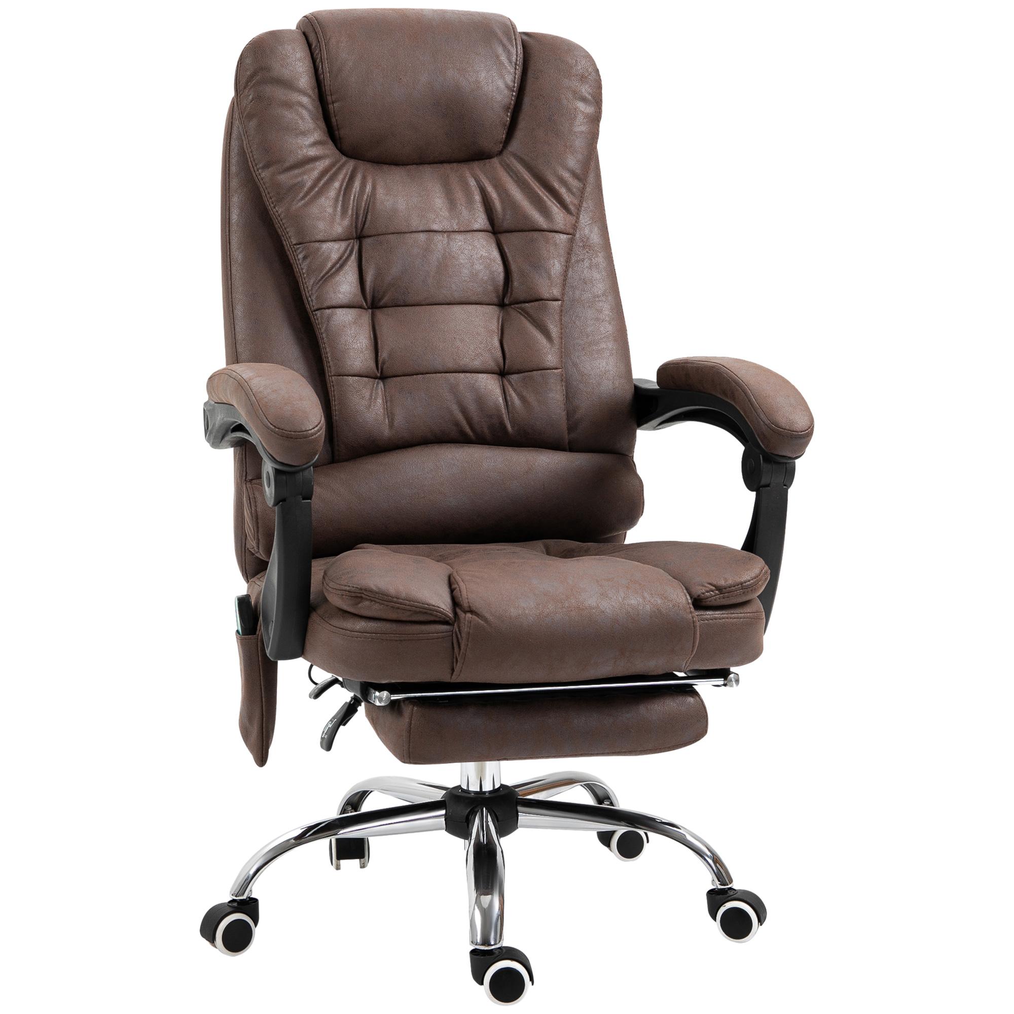 Fauteuil de massage de bureau avec chauffage, inclinable et réglable en hauteur Marron