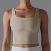 New Naked One Piece Fixed Cup Yoga Clothing For Women, Sleeveless Short Sports Underwear, Wide Shoulder Strap Yoga Tank Top