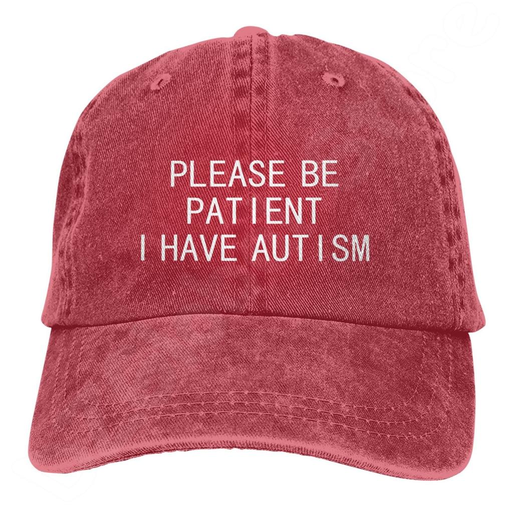 Please Be Patient I Have Autism Letter Casual Washed Cotton Baseball Cap Men Solid Denim Dad Hat Visor Outdoor Trucker Caps
