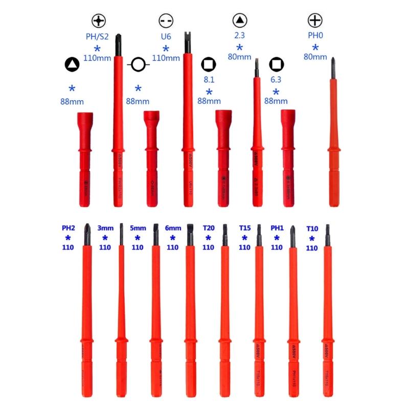 Home Repair Tool Set Comfortable Handle 18Piece Insulated Electrician Screwdriver Kit for Safe Use Household Maintenance
