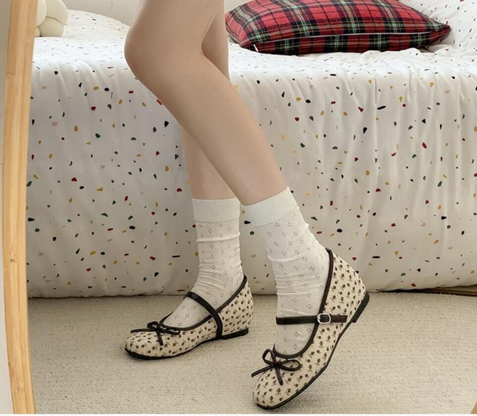

Sweet Square Toe Mary Jane Shoes Women Spring French Internal Increase Shoes Elegant Women s Butterfly-knot Dress Dancing Shoes 35