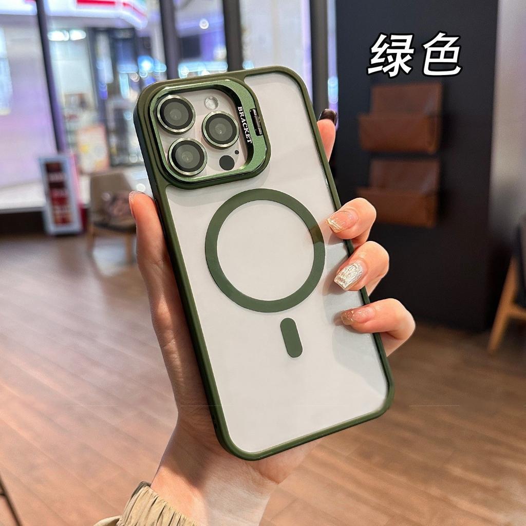 Apple iphone11promax acrylic mobile phone case 11/11/11 with bracket magnetic attraction male and female transparent case