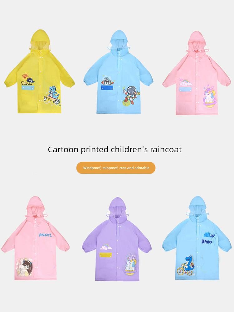 Children's Raincoat for Boys and Girls, Kindergarten and Primary School Students, Full-Body Rain Poncho with Backpack Space, Blue and Pink, Portable