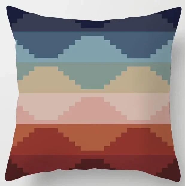 Geometric Abstract Pattern Plush Square Cushion Cover Family Chair Living Room Bedroom Sofa Decorative Pillowcase 45X45Cm