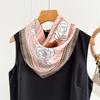 Elegant Pink Camellia Chain Printing 100% Silk Mulberry Scarf Shawl for Women Fashion Accessory Bandana  New Square Scarfs