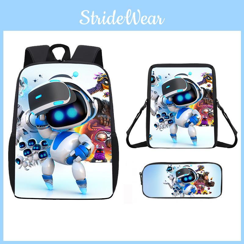 Astro Bot Student Backpack With Cartoon Pattern And Ultralight Oxford Material For Learning
