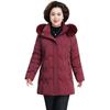 2025 Women's Stylish Hooded Mid-Length Winter Coat: Warm, Cotton-Padded Jacket for Middle-Aged and Elderly