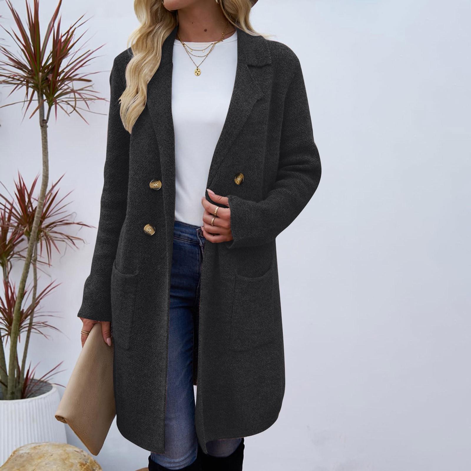 

Women s Fashionable All-match Mid-length Woolen Coat XXL
