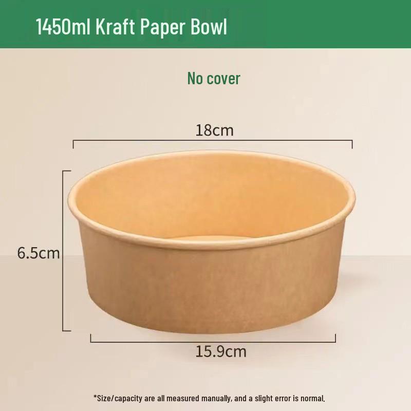 Kraft Paper Disposable Bowl - Ideal for Rice, Salad, Lunch, Takeout, Fast Food, and Fruit.